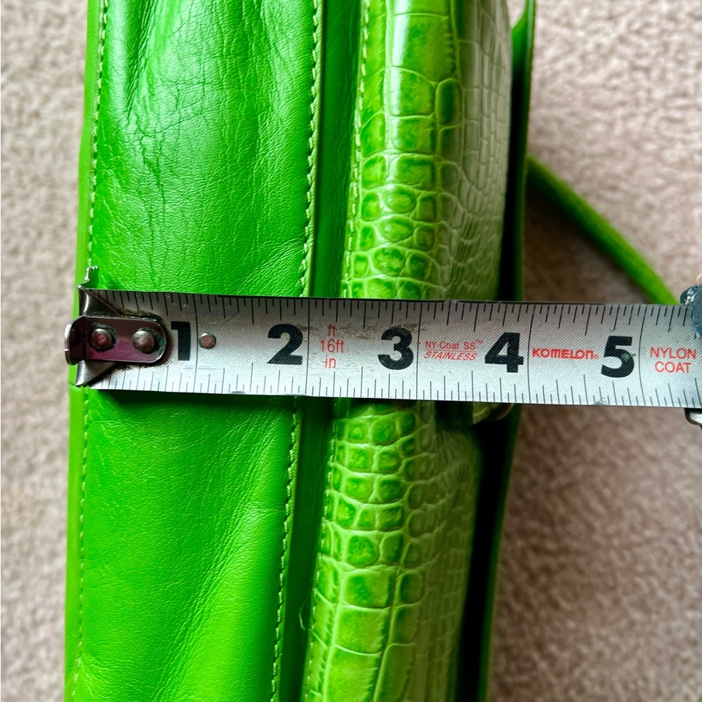 Genuine Leather Mock Croc Accent Shoulder Bag - Picture 8 of 9
